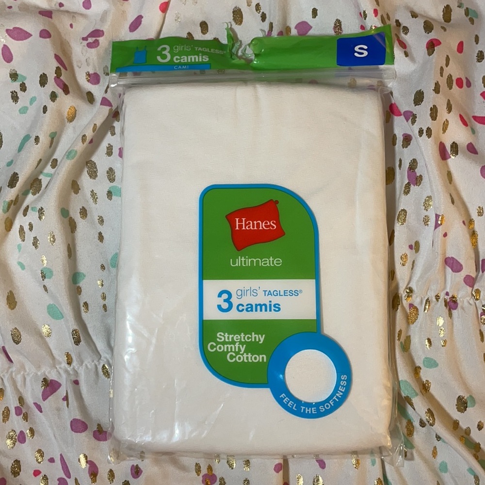 HANES NWT unopened 3 tagless camis girls size S